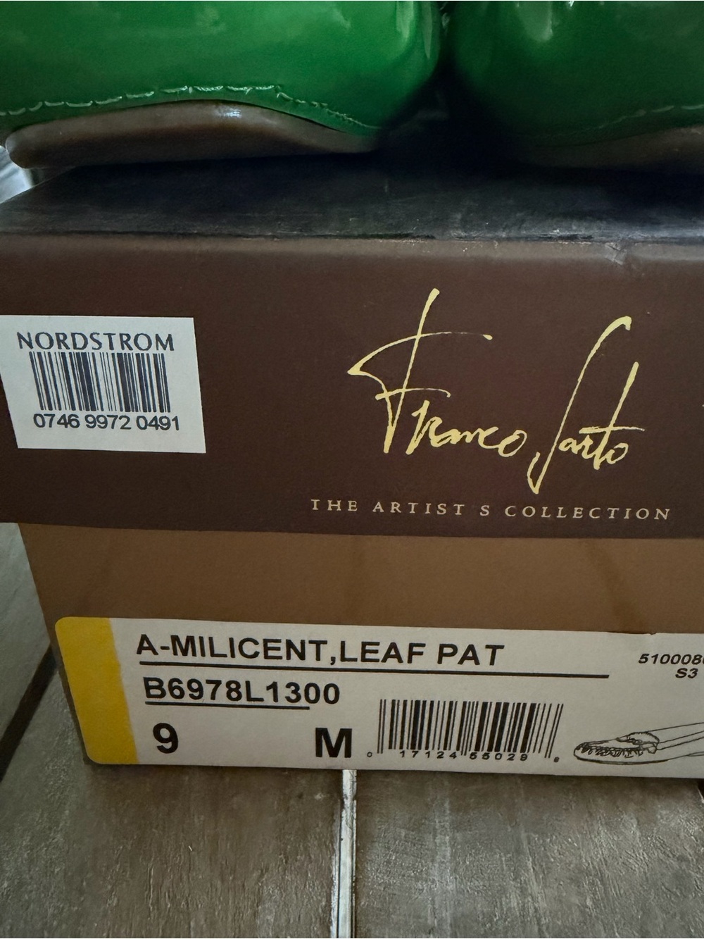 Franco Sarto Green Patent Loafers with Gold Horsebit - Picture 6 of 6